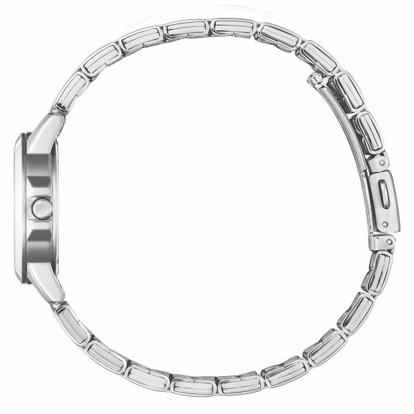 Citizen women's quartz watch with blue dial in silver stainless steel