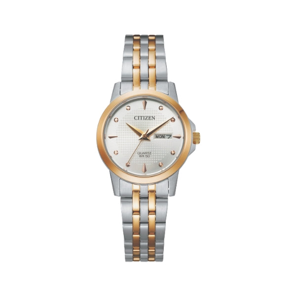 Citizen women's quartz analogue dress watch with day & date in two tone