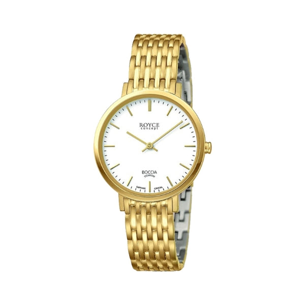 Boccia womens titanium quartz watch in gold tone