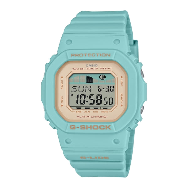 Casio women's G-Shock quartz digital watch in teal with tide graph function