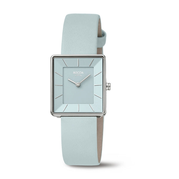 Boccia women's titanium quartz fashion watch in pastel blue