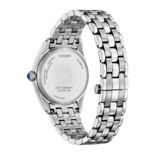 Citizen ladies eco-drive solar powered watch in stainless steel with mother of pearl dial