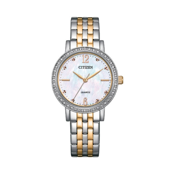 Citizen women's quartz watch with mother of pearl dial in 2tone