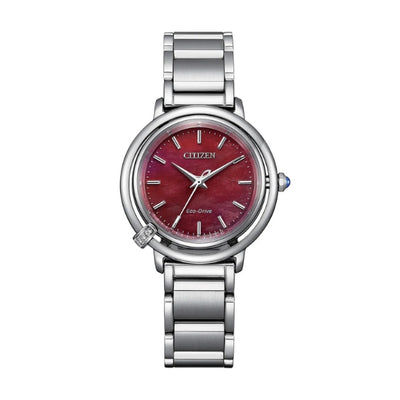 Citizen ladies eco-drive solar powered watch with red dial and additional red leather strap