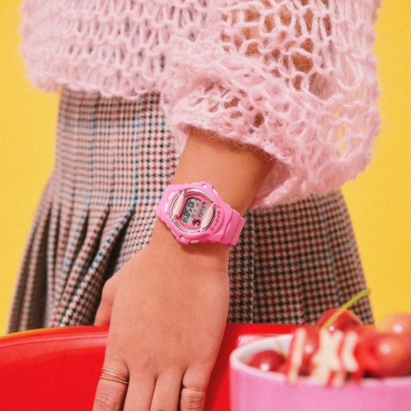 Casio Baby-G cherry digital quartz watch pink case with red accents