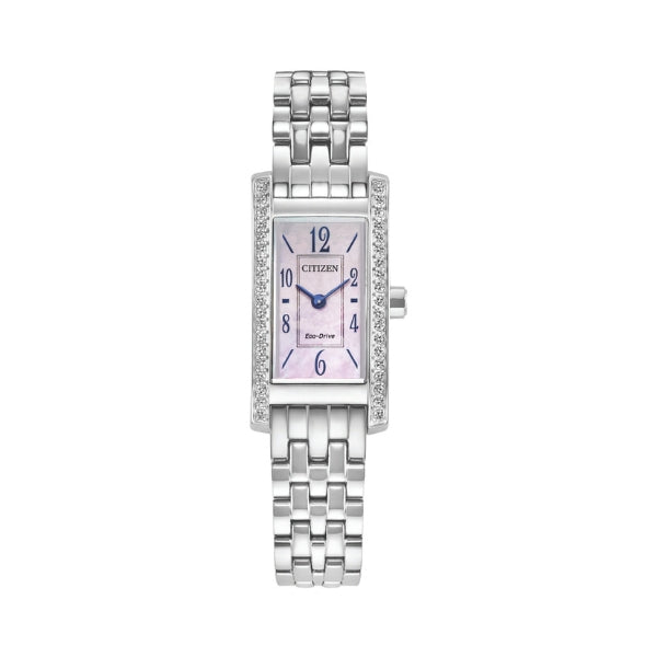 Citizen women's solar watch with crystal set rectangular case