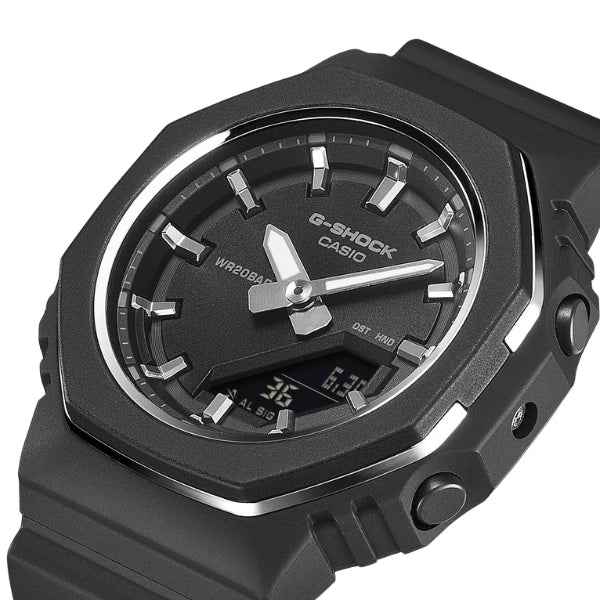 Casio women's g-shock black with silver metallic accents