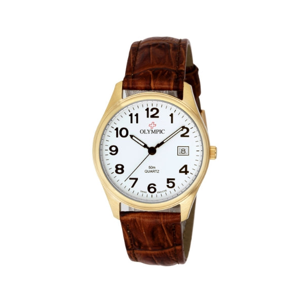 Olympic Men's Quartz Watch in Gold and Tan