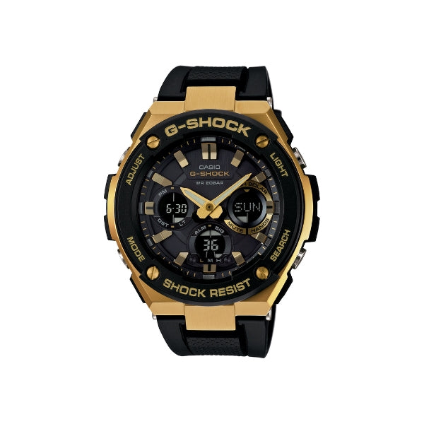 Casio men's G-Steel solar watch in black and gold tone