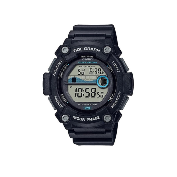 Casio men's quartz Illuminator marine sports watch in black and blue