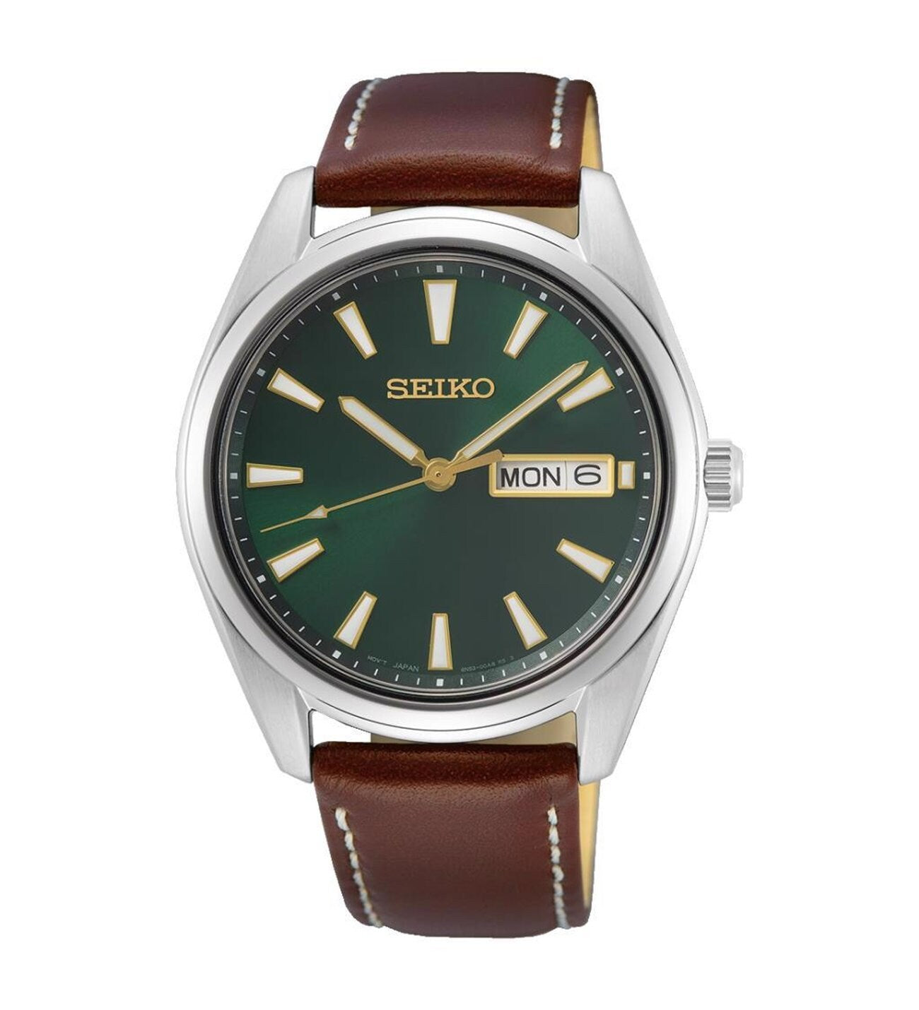 Seiko men's quartz watch in green and brown