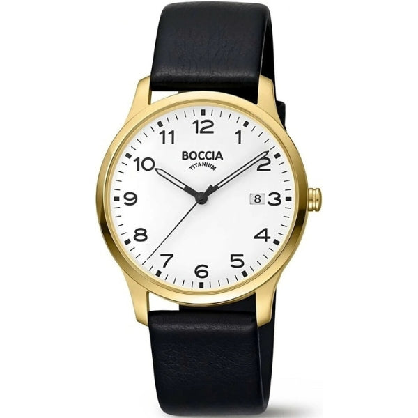 Boccia men's titanium watch in gold and black