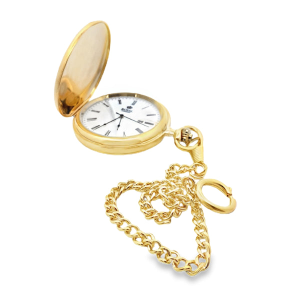Royal London quartz pocketwatch with roman numerals in gold plated brass