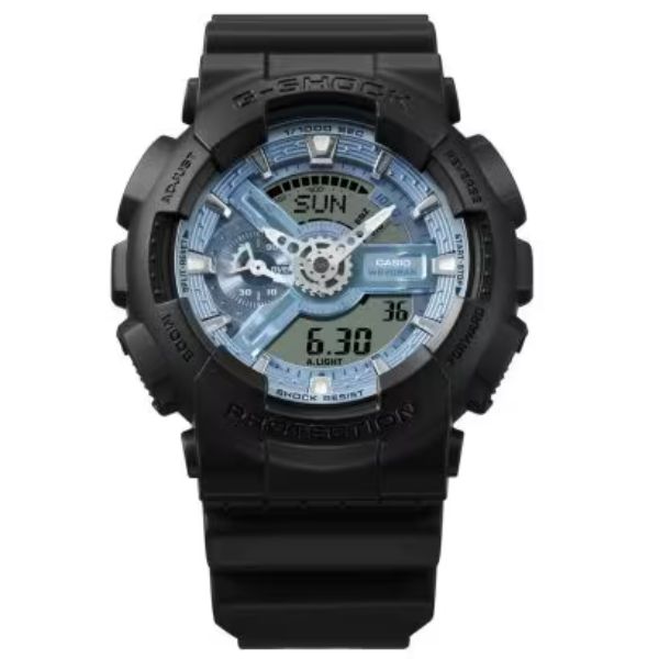 Casio men's G-Shock duo rugged watch in black with blue dial