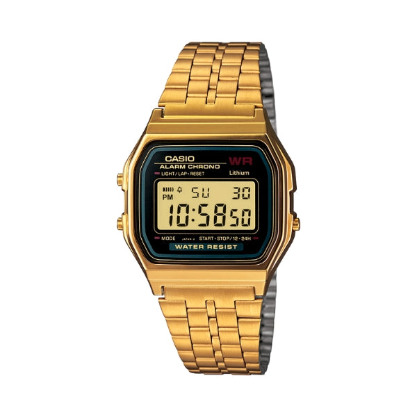 Casio men's classic digital quartz watch in gold tone steel