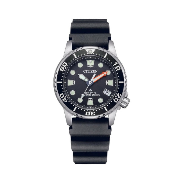 Citizen uni-sex promaster eco-drive solar powered dive watch with black strap
