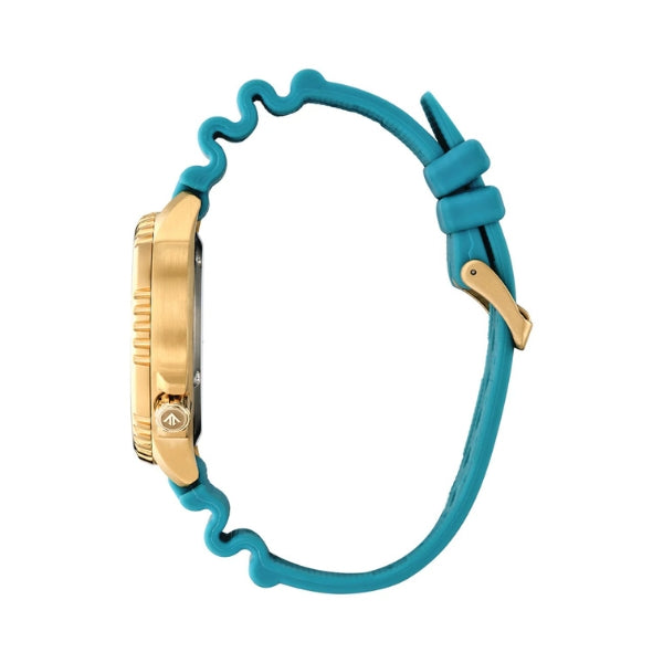 Citizen men's promaster eco-drive solar powered analogue dive watch in turquoise and gold tone