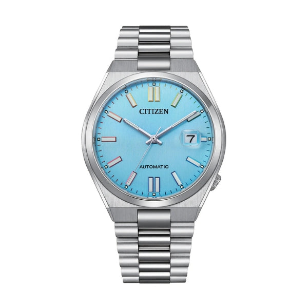 Citizen men's automatic watch with blue dial in stainless steel.