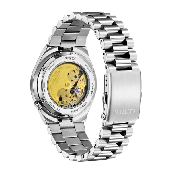 Citizen men's automatic watch with blue dial in stainless steel.
