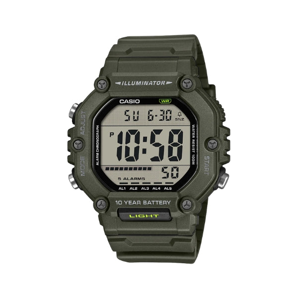 Casio men's illuminator digital watch in olive green