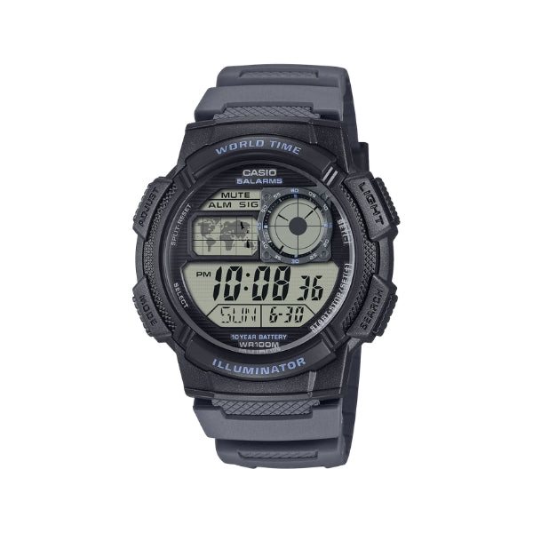 Casio men's digital utility watch in grey and black