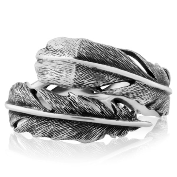 Evolve huia feather ring in sterling silver