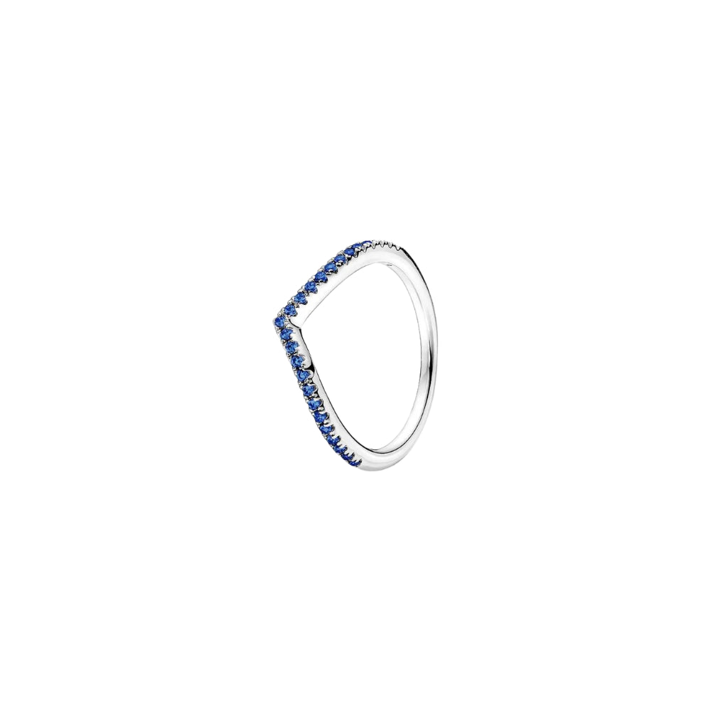 Pandora - Timeless Wish Sterling Silver Sparkling Blue Ring - Size 60
