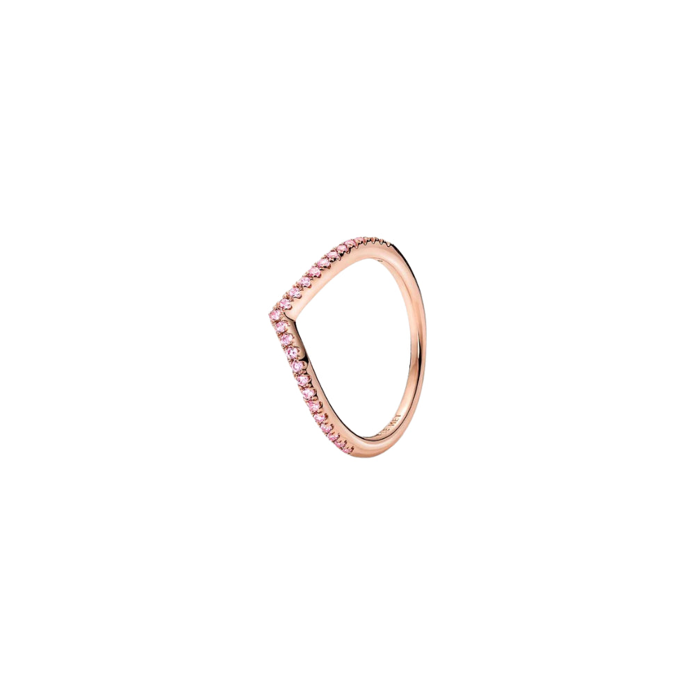 Pandora - Rose Gold Plated Timeless Wish Sparkling Pink Ring - Size 48