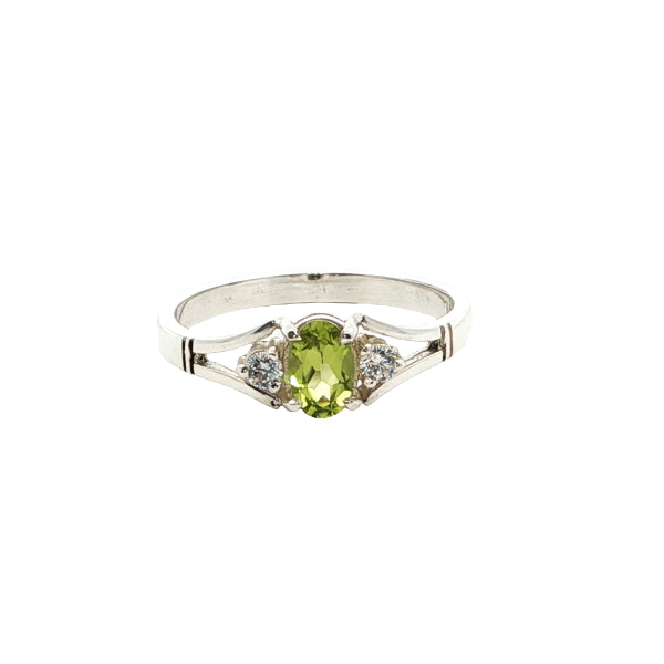 Peridot and CZ ring in sterling silver