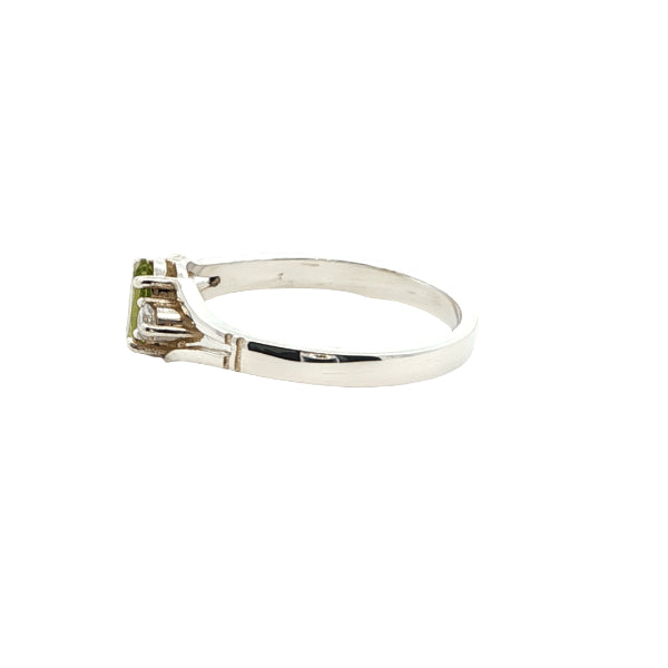 Peridot and CZ ring in sterling silver