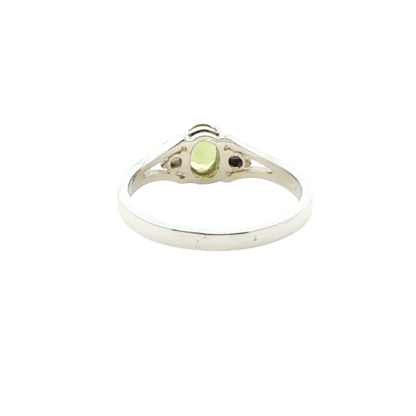 Peridot and CZ ring in sterling silver
