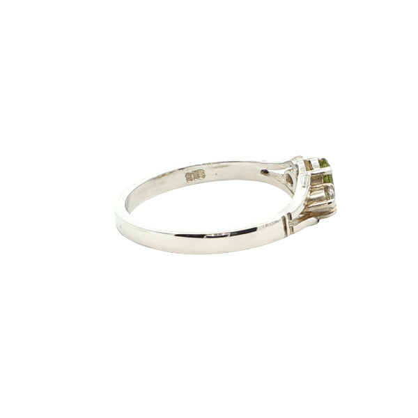Peridot and CZ ring in sterling silver