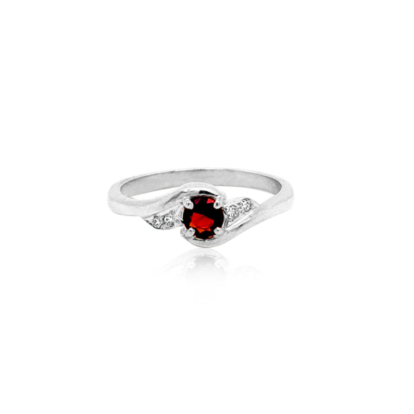 Garnet and CZ ring in sterling silver