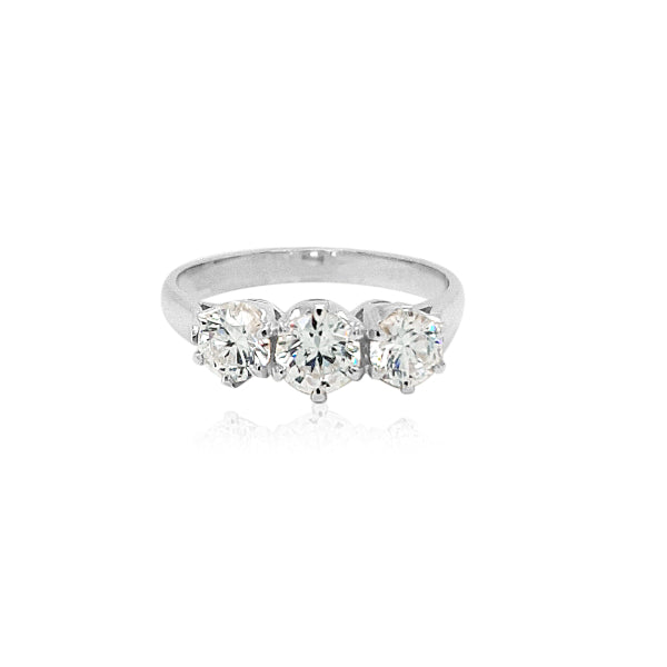 CZ three stone dress ring in sterling silver