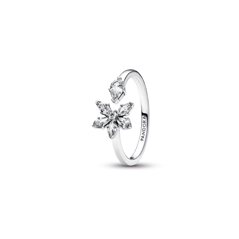 Pandora - Sterling Silver Herbarium Cluster Open Ring With Clear Cubic Zirconia - Size 48