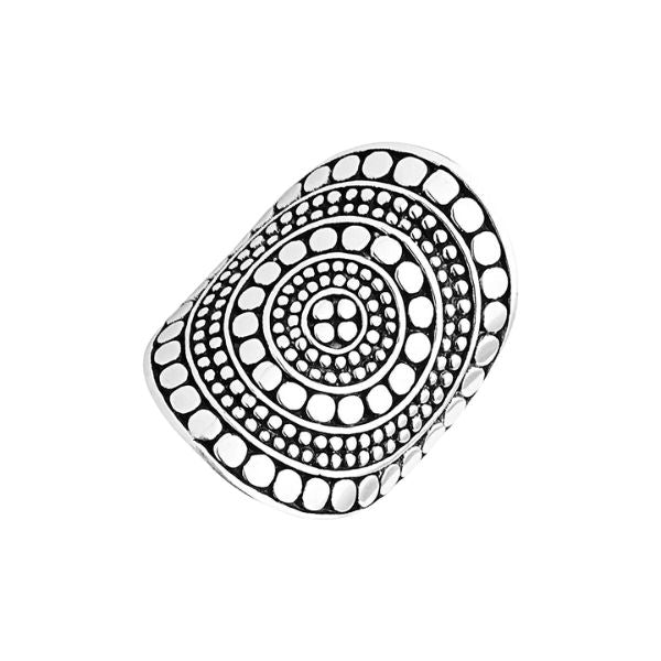 Beaded circle ring in sterling silver