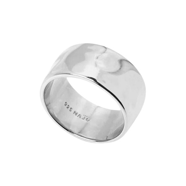 Najo - barber wide beaten ring in sterling silver