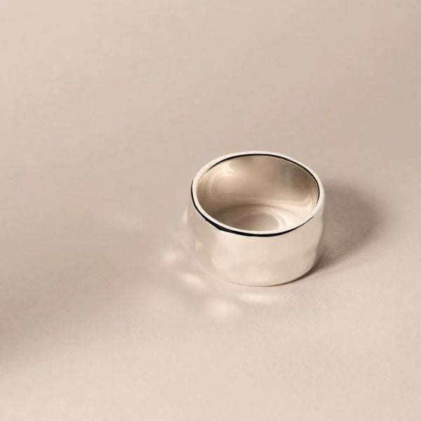 Najo - barber wide beaten ring in sterling silver