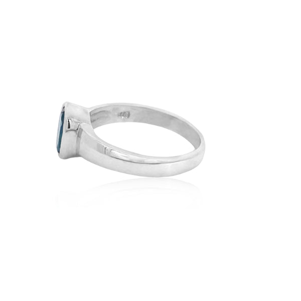 Oval london blue topaz dress ring in sterling silver
