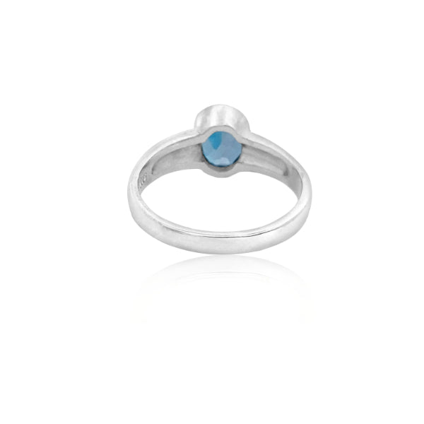 Oval london blue topaz dress ring in sterling silver