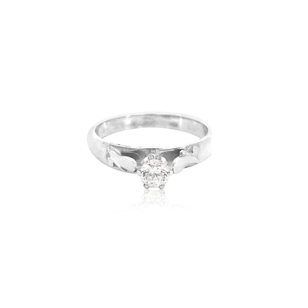 Cz solitaire ring in sterling silver