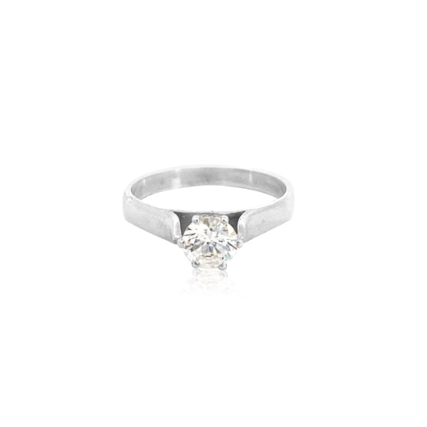 Cubic zirconium solitaire ring in sterling silver