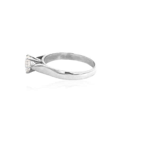 Cubic zirconium solitaire ring in sterling silver