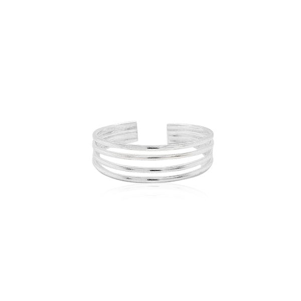Four open bars toe ring in sterling silver
