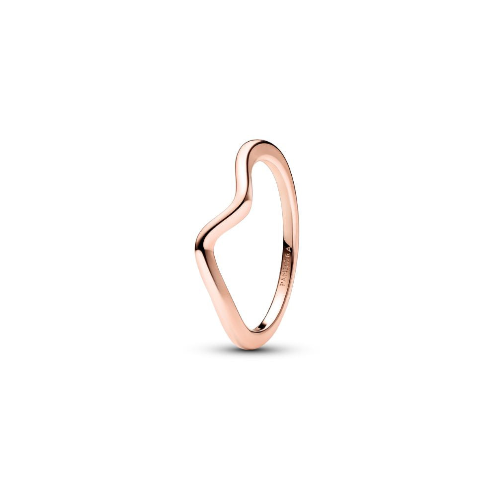 Pandora 14ct Rose Gold Plated Polished Wave Ring Size 56