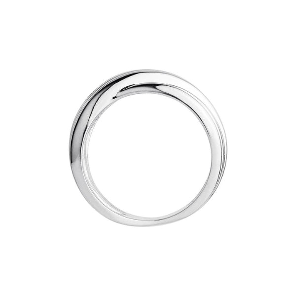 Najo - murmur wide ridged crossover band ring in sterling silver