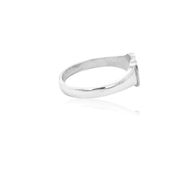 Heart signet ring with ruby in sterling silver
