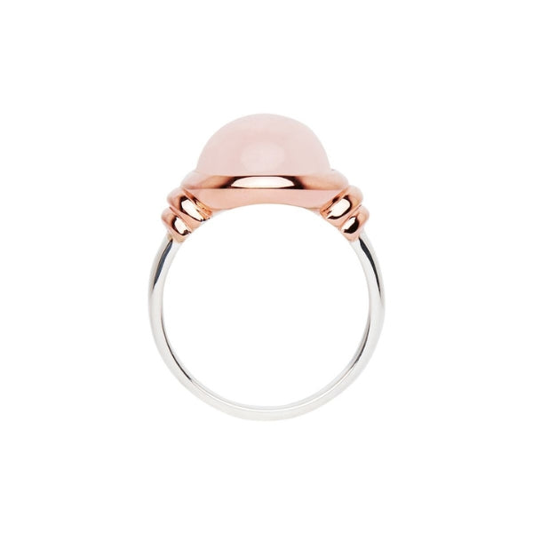 Najo - alba oval rose quartz ring in sterling silver and rose gold plating - medium