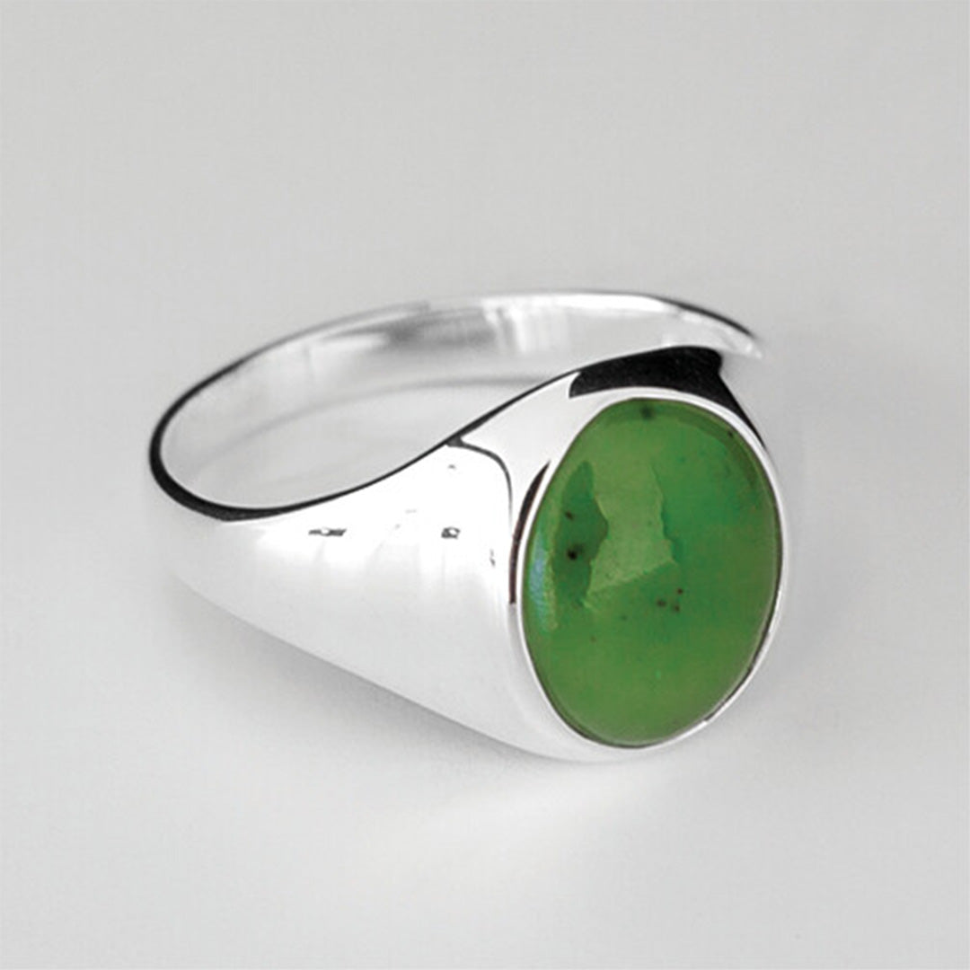 Silver ring with NZ Greenstone/Pounamu