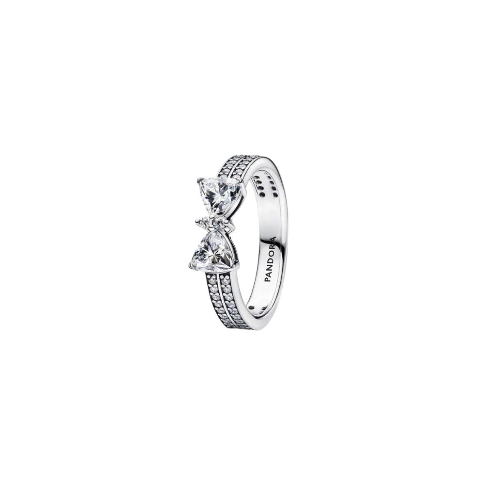 Pandora Sterling Silver Ring With Clear Cubic Zirconia - Size 56